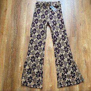 NWT Retro Flare Flower Stretch Elastic Pants XS by Cider